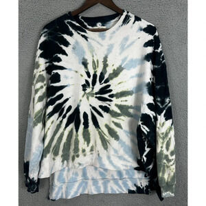 Electric & Rose Sweatshirt Women Small Blue Tie Dye Oversized Hi Low Boho Hippie